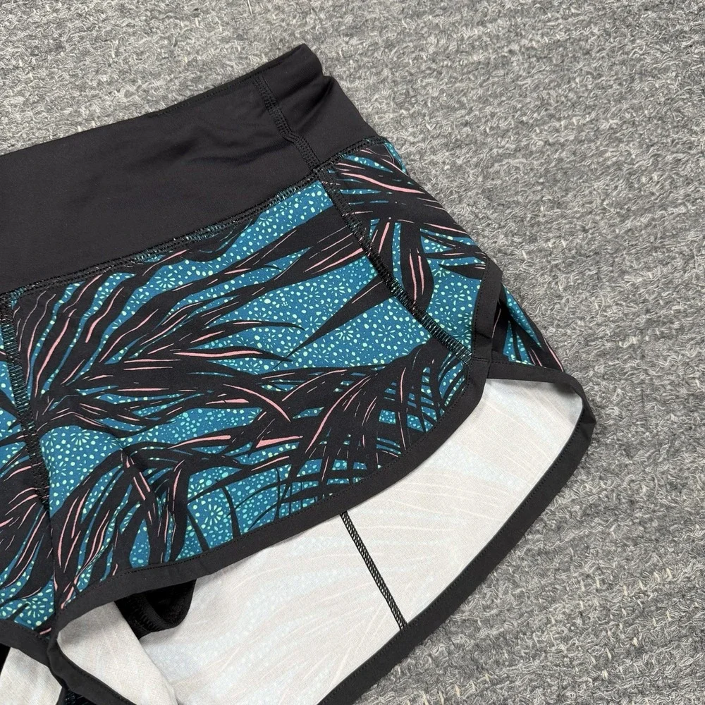 Lululemon Speed Up Shorts 4 Palm Lace Lined Run Jog Gym Active Athletic Tropical